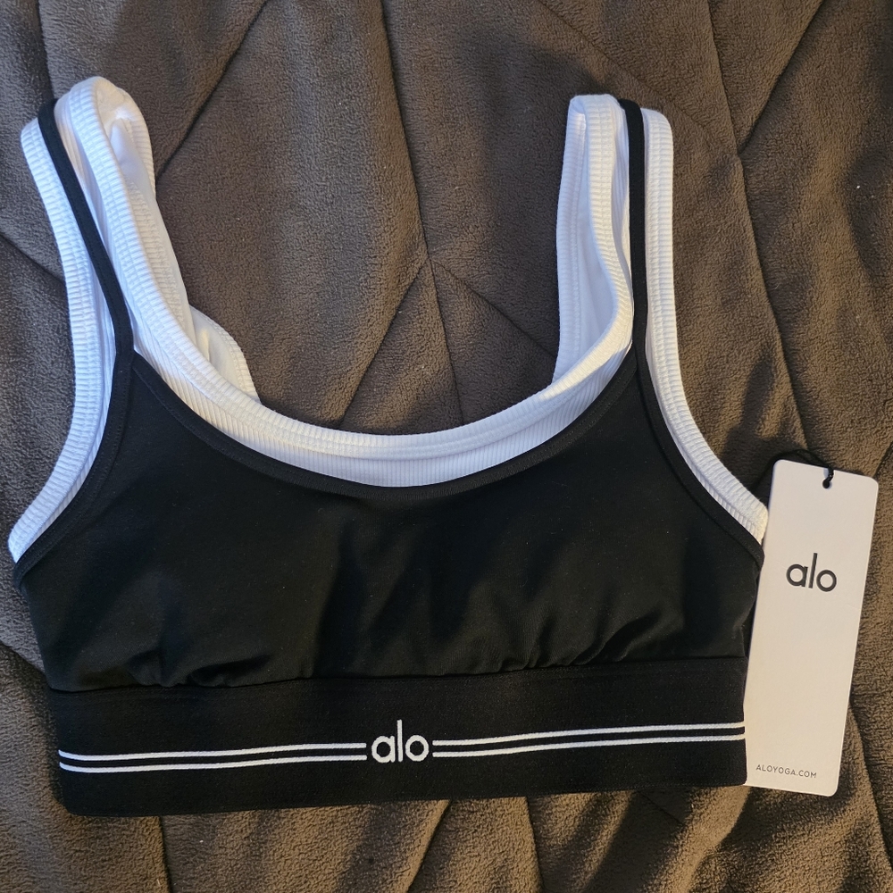Alo FIRE! NWT! Airbrush Better Together Bra in Black/White. Sz XXS. R2S!! - Picture 6 of 13
